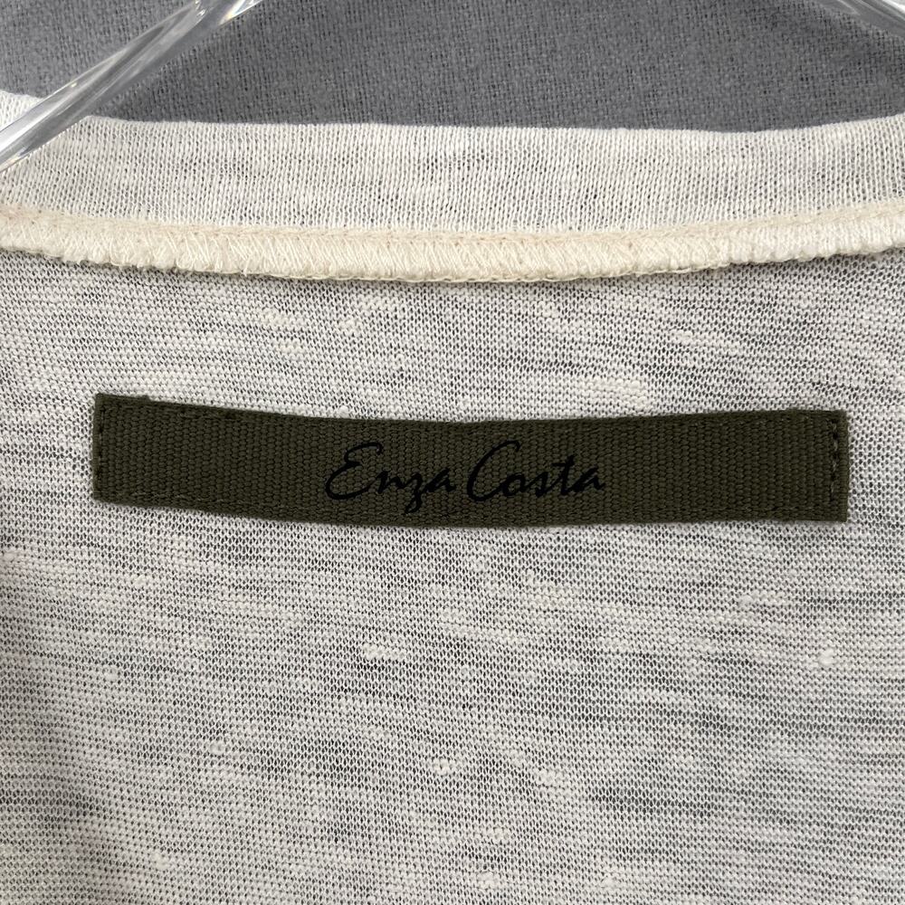 ENZA COSTA Linen Knit Tee Womens Medium Cream Loose Slouchy Relaxed Crew Top - Picture 9 of 13